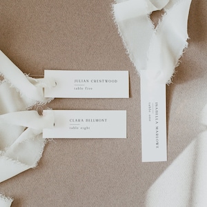 Printable narrow wedding place card template, Simple minimalist skinny seat name card printable, Editable Instant download