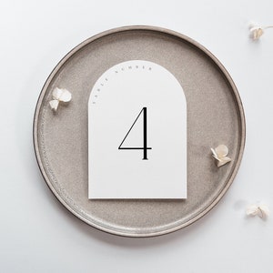 Arch Table Number Template, Modern Wedding Table Card Arched Shape, Boho Wedding Table Decorations, Edit in Corjl
