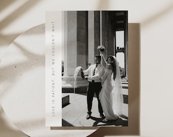 Modèle de faire-part photo avec code QR Carte d'invitation minimaliste moderne nous fuyant imprimable avec photo Téléchargement instantané