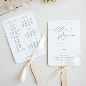 Wedding Program Fan Template, Minimalist Wedding Order of Events, Editable Fan Program, Printable Ceremony Fan, Corjl Instant Download