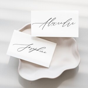 Printable Wedding Place Card Template with Calligraphy Font, Elegant Seat Cards, Tent Place Card, Minimalist Place Cards, Editable