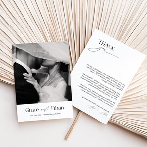 Minimalistische Hochzeit Dankeskarten Vorlage mit Foto, moderne einfache bearbeitbare Dankeskarten mit Foto, druckbare Dankesnotiz