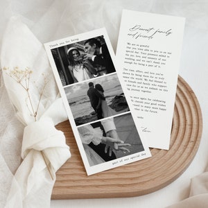 Druckbare Hochzeit Dankeskarte Vorlage mit Fotos, Minimalistische Danksagungskarten mit Bildern, Photobooth Danksagungsnotiz