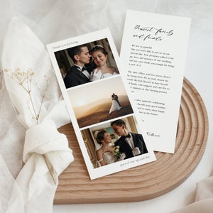 Druckbare Hochzeit Dankeskarte Vorlage mit Fotos, Minimalistische Danksagungskarten mit Bildern, Photobooth Danksagungsnotiz