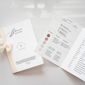 Modèle de livret d'informations sur la fête nuptiale pour les demoiselles d'honneur et les garçons d'honneur, carte d'informations imprimable sur la chronologie du mariage, infographie moderne, téléchargement immédiat