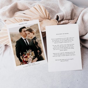 Moderne Hochzeit Dankeskarten-Vorlage mit Foto, Elegante minimalistische editierbare Dankeskarten mit Bild, Printable Dankeschön-Notiz