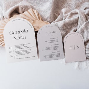 Arch Wedding Invitation Template Suite, DIY Neutral Toned Wedding Set