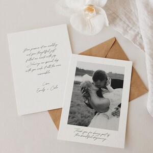 Druckbare Hochzeit Dankeskarten Vorlage mit Bild, Minimalistische bearbeitbare Dankeskarten mit Bild, handgeschriebene Dankesnotiz