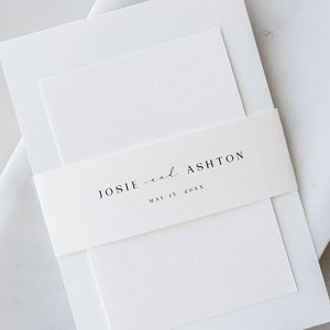 Moderne Einladung Bauchband Vorlage, DIY Einladung Wrap, Minimalist Hochzeit Papierband