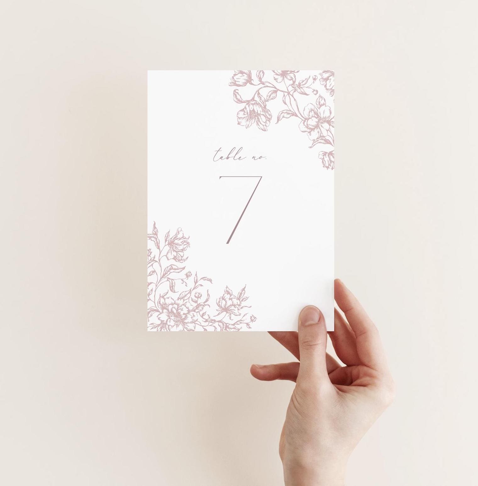 Dusty Pink Floral Table Number