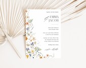 Printable Floral Wedding Invitation Template, Editable Wildflower Invite, Watercolor Flowers, Edit in Corjl