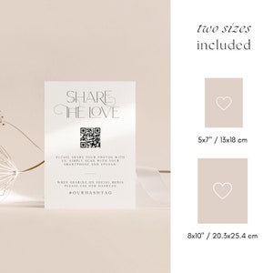 Printable Wedding Hashtag Sign Template With QR Code, Modern Wedding ...