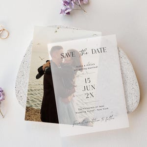 Photo Save the Date Template With Vellum Overlay, Editable and ...