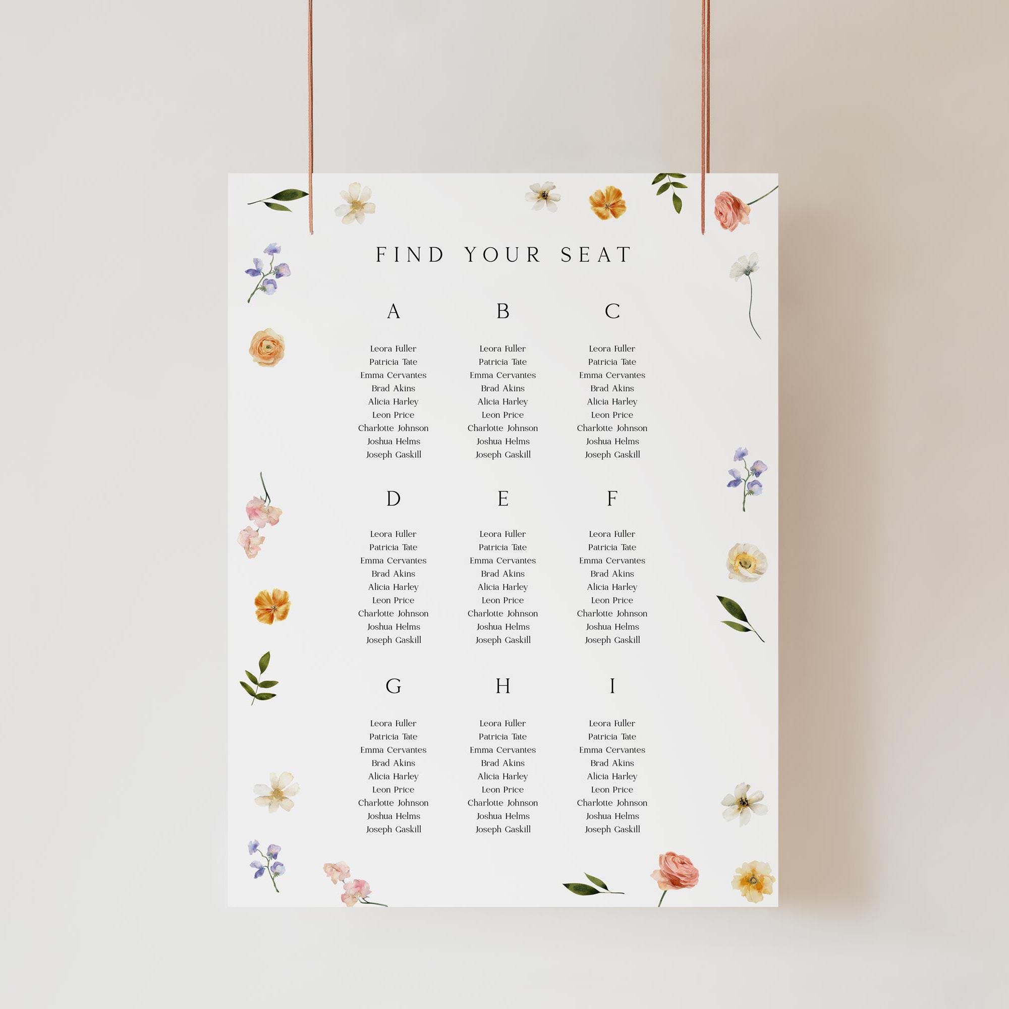 Floral Wedding Seating Chart