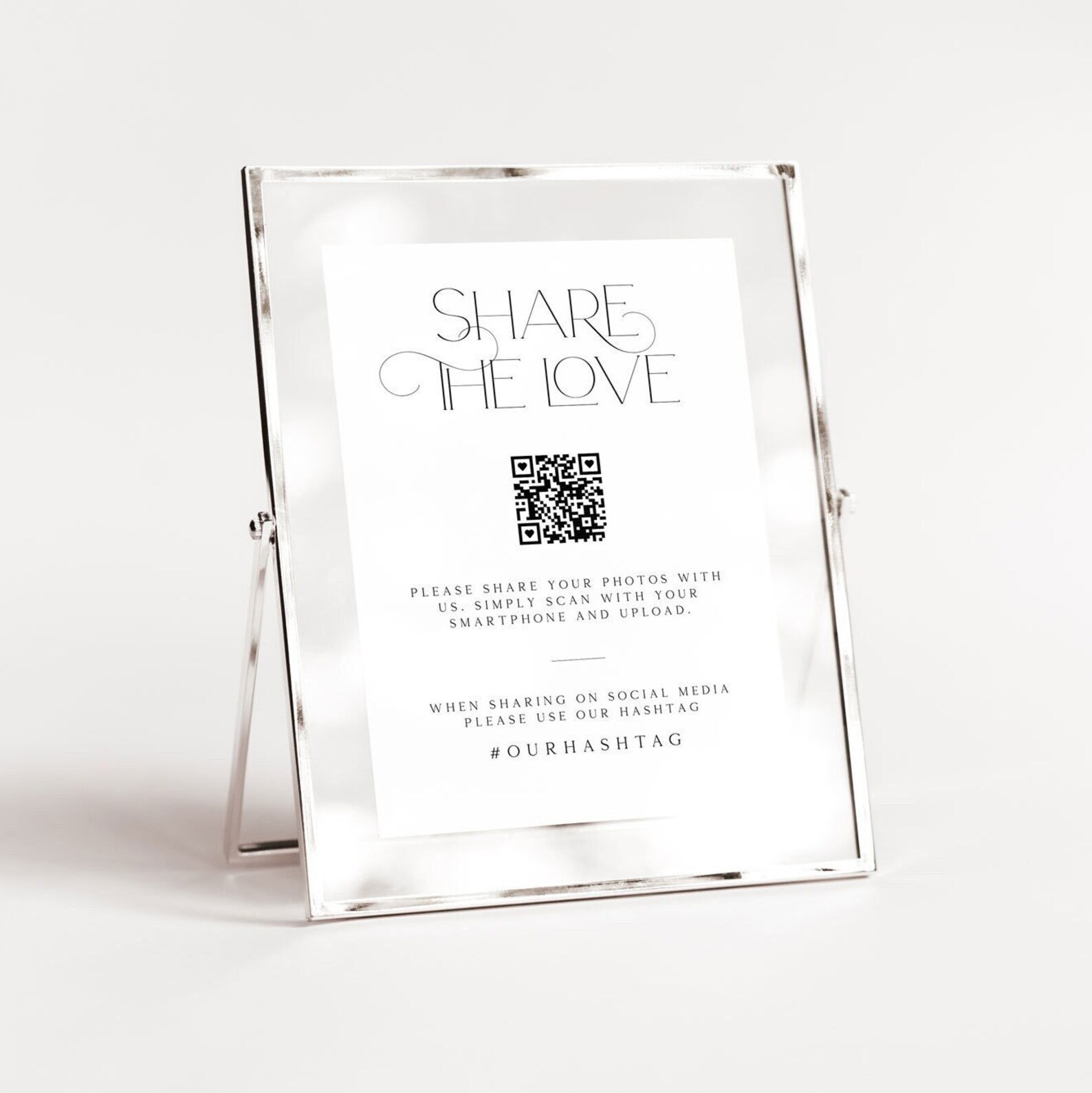 Printable Wedding Hashtag Sign Template With QR Code, Modern Wedding ...