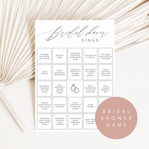 Bingo de novia minimalista, juego de bingo para despedida de soltera, tarjetas de bingo imprimibles, tarjeta de bingo editable, edita con Corjl