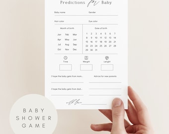 Printable Baby Predictions and Advice Baby Shower Game, Minimalist Baby Shower Games, Wishes for Parents To Be, Baby Template