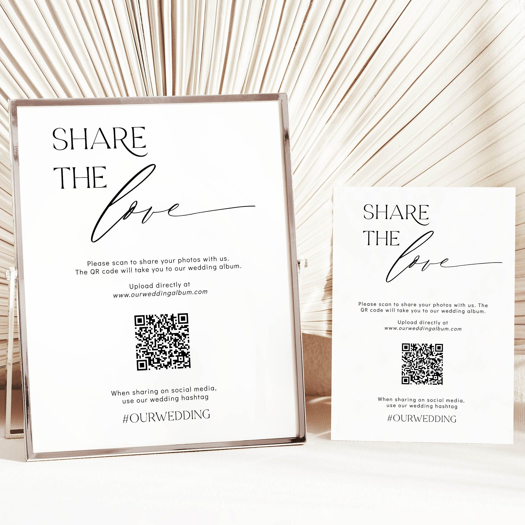 Wedding Hashtag Sign Template With QR Code, Wedding Social Media Sign ...