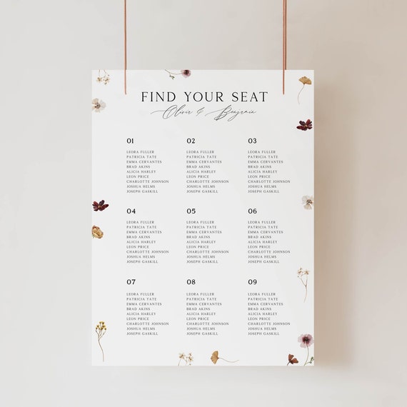 Autumn Wildflower Seating Chart
