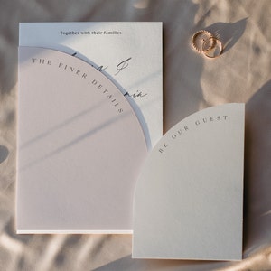 Halber Bogen Hochzeitseinladungs-Vorlagen-Set, Moderne Bogen Hochzeitseinladungs-Set mit Blush und Beige Details und RSVP Karten Sofortiger Download