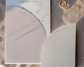 Half Arch Wedding Invitation Template Suite, Modern Arch Wedding Invitation Set with Blush and Beige Details and RSVP cards Instant Download