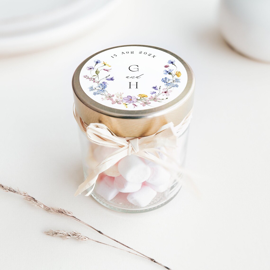Printable Wedding Stickers Template With Delicate Flowers, Round Floral ...