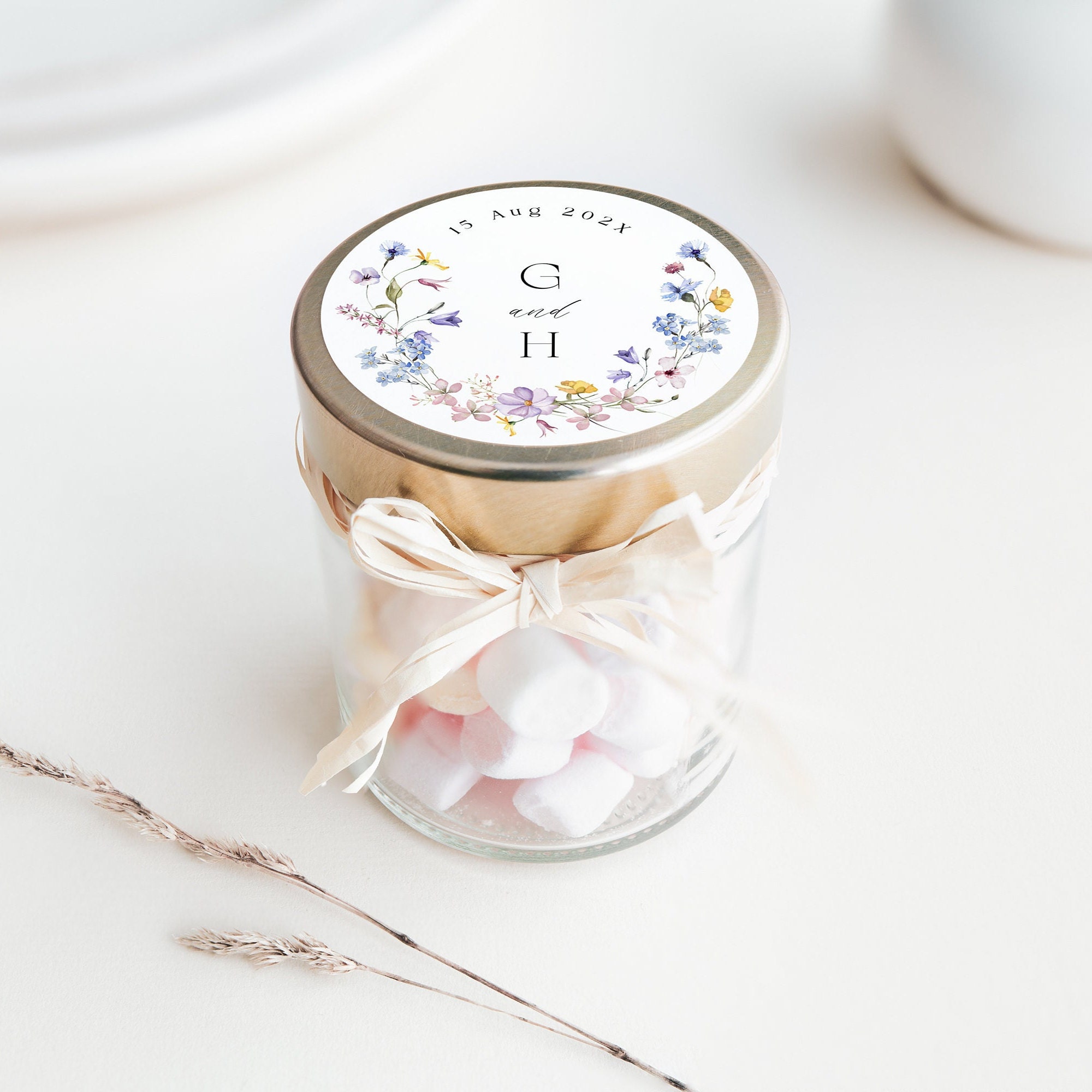Printable Wedding Stickers Template With Delicate Flowers, Round Floral ...