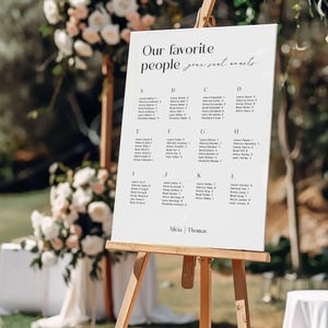 Alphabetical Wedding Seating Chart Sign Template, Minimalist DIY ...