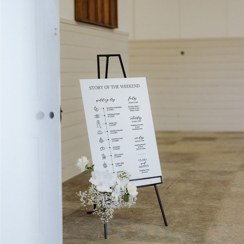 Modern Wedding Timeline Template with Icons, Printable DIY Order of Events Signage, Instant Download image 2