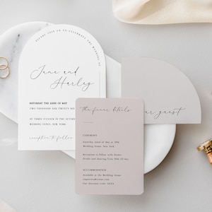 Bogen Hochzeitseinladung Vorlage in Neutrals & Blush, Boho Halbbogen Einladung Bundle, einfaches druckbares Set, Instant Download