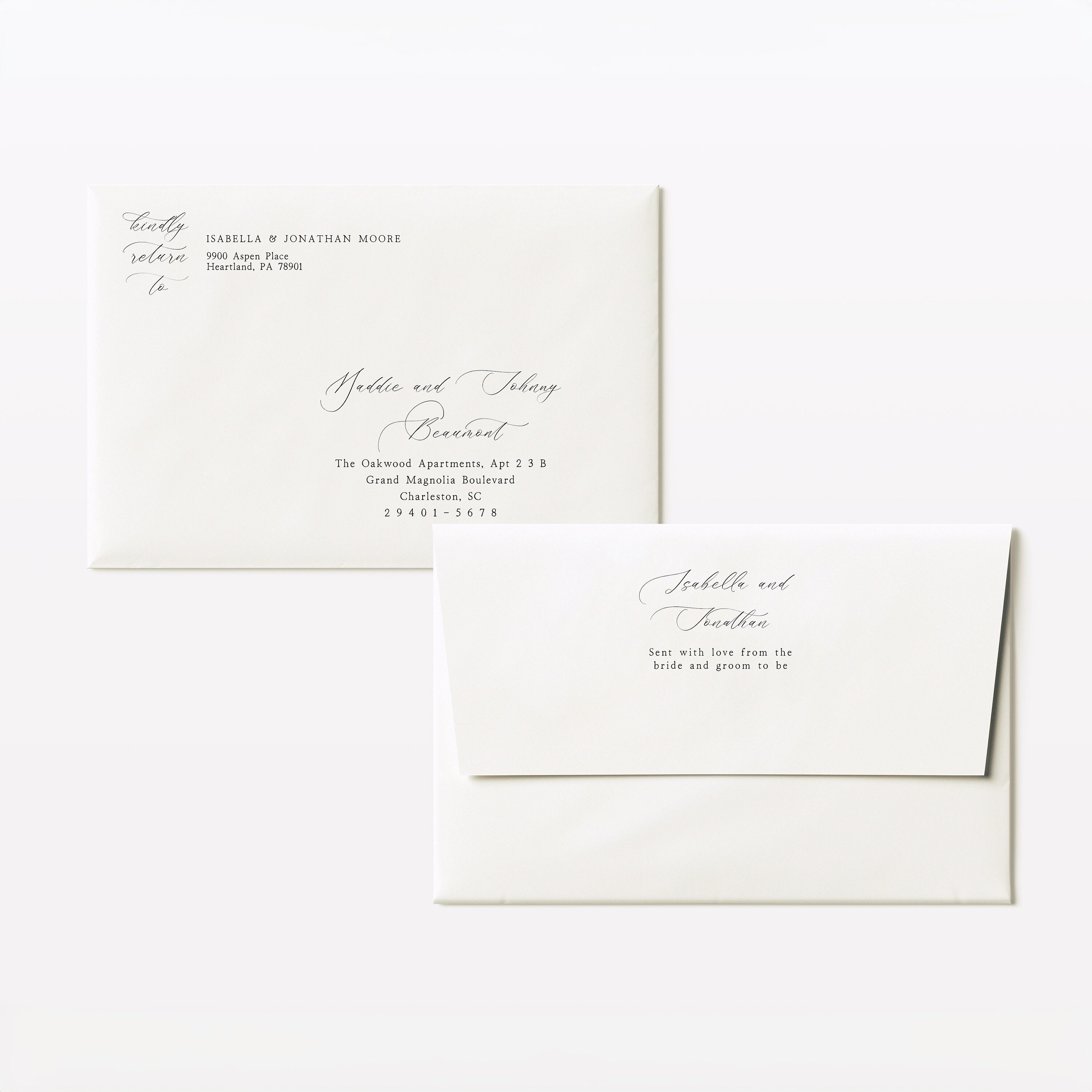 Modern Calligraphy Envelope Template, Wedding Addressed Envelope ...