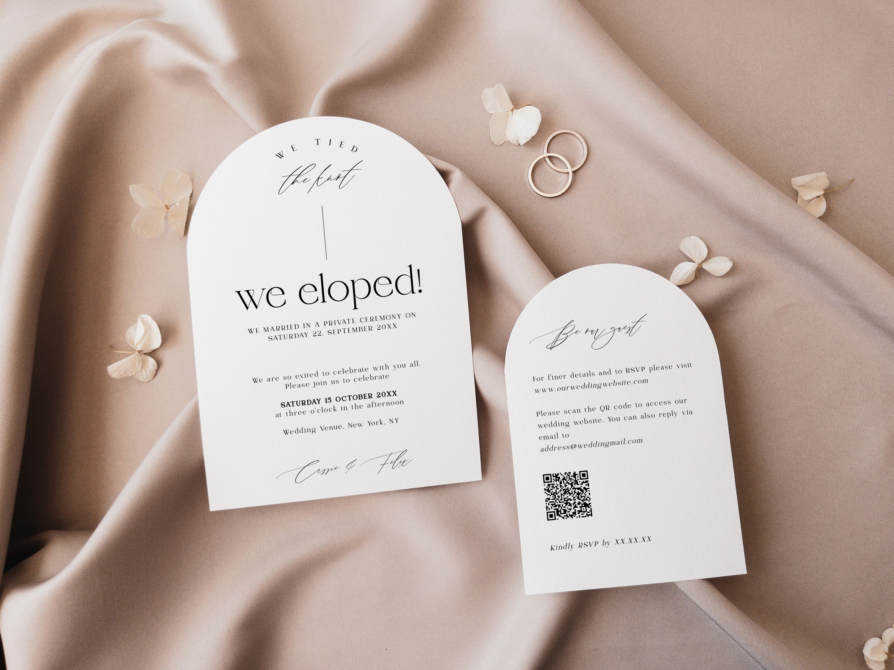 Arch Elopement Announcement Template With Rsvp Card