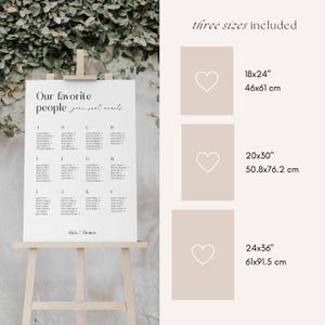 Alphabetical Wedding Seating Chart Sign Template, Minimalist DIY ...