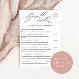 Minimalist Guess the Number Game, Printable Guessing Game, Editable Baby Shower Game, Bridal Shower Game Template, Edit with Corjl