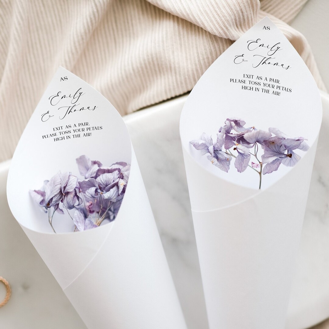 Printable Wedding Cone Template for Petal Toss, DIY Editable Confetti Paper Cone With