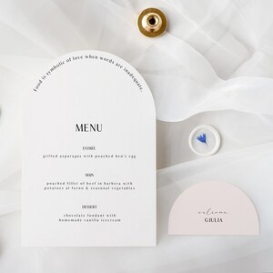Modern Arch Menu & Matching Place Card Template Set, Printable Arched ...