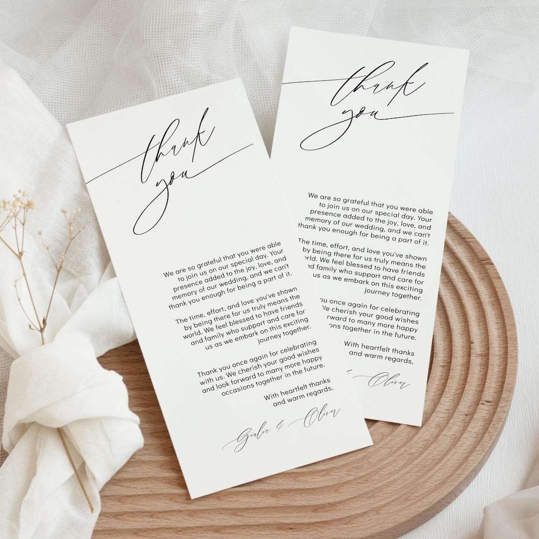 Minimalist Wedding Thank You Card Template With Photo, Modern Simple ...