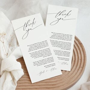 Modèle de carte de remerciement de mariage minimaliste avec photo, cartes de remerciement modifiables simples modernes avec photo, mot de remerciement imprimable