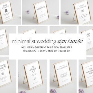 Minimalist Wedding Table Sign Bundle, Modern Reception Sign Template, DIY Wedding Sign Template Bundle, Printable, Instant Download