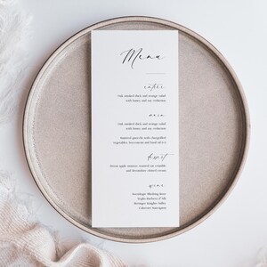 Printable Wedding Menu Template with Calligraphy Font, Elegant Editable Menu Bundle, Simple Dinner Card Templates, Edit in Corjl