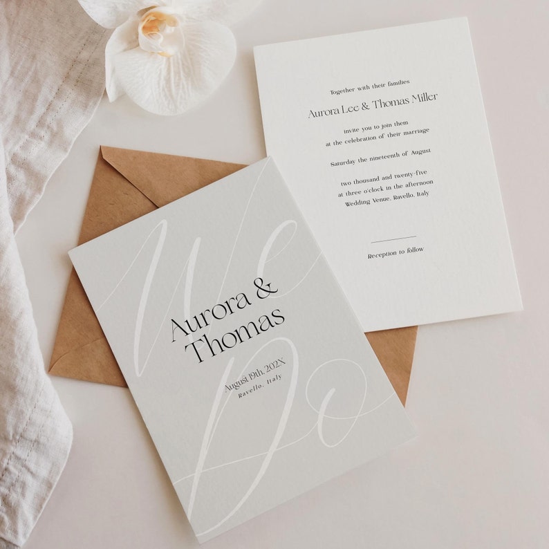 Minimalist Wedding Invitation Template Digitale Einladung Hochzeit Vorlage Hochzeitseinladung Minimalistisch Karten Instant Download image 2