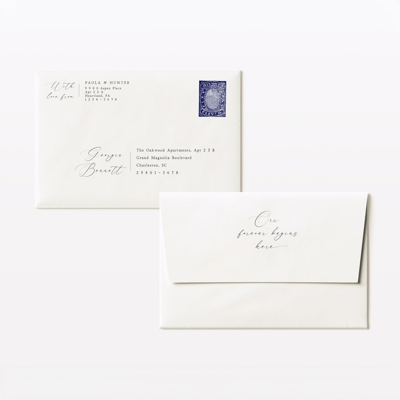 Minimalist Calligraphy Envelope Template, Wedding Addressed Envelope ...