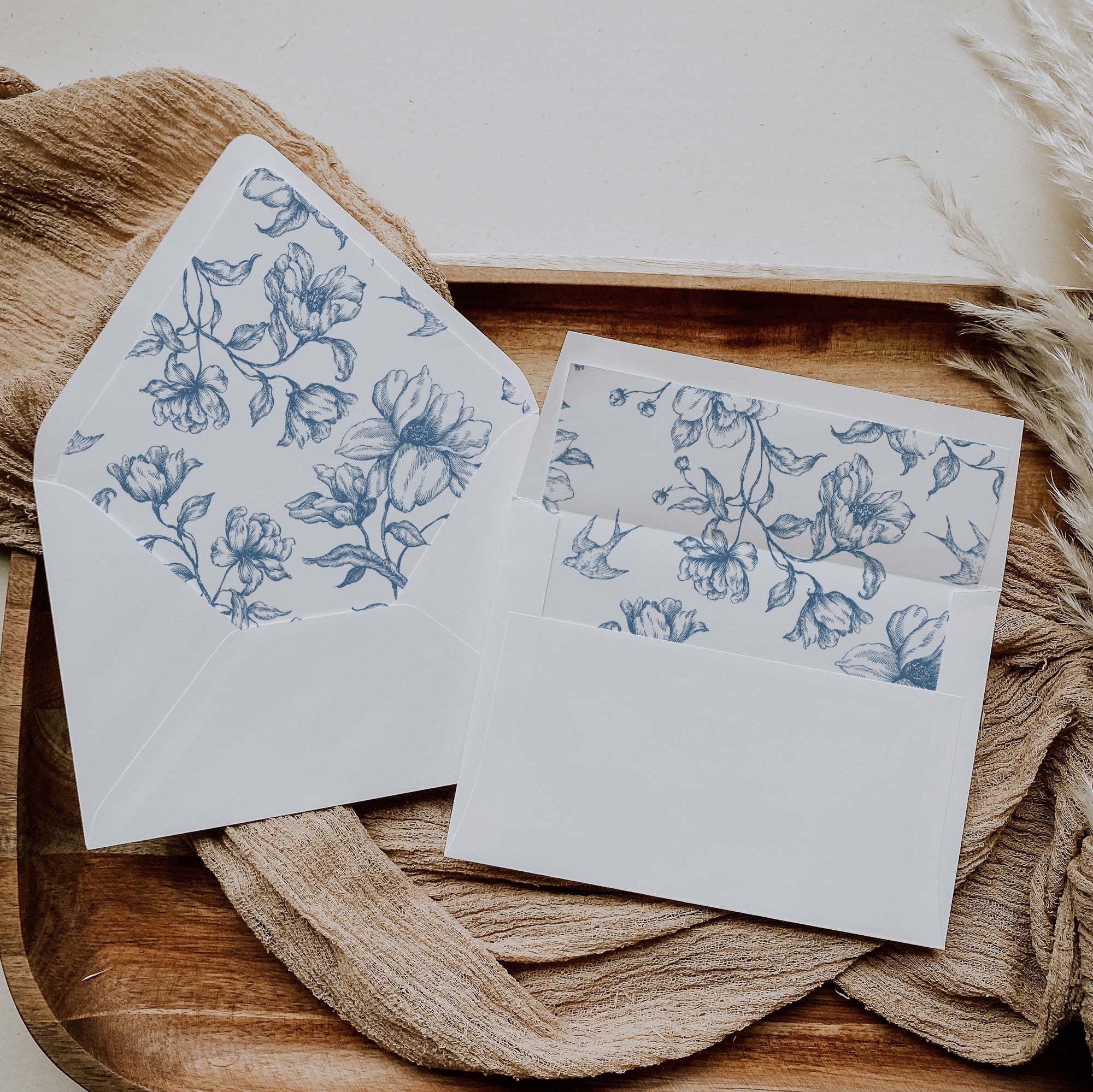 Printable Envelope Liner + Vellum Wrap Template Set, Floral Vintage ...