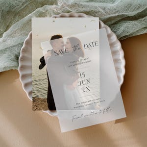 Photo Save the Date Template With Vellum Overlay, Editable and ...
