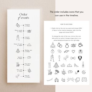 Timeline Diy Example Modern Wedding Timeline Template With Icons, DIY Printable Program ...