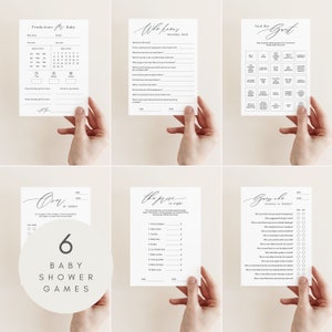Printable Baby Shower Game Bundle, Best Instant Baby Shower Games, Minimalist Baby Shower Game Bundle, Editable Trivia Templates