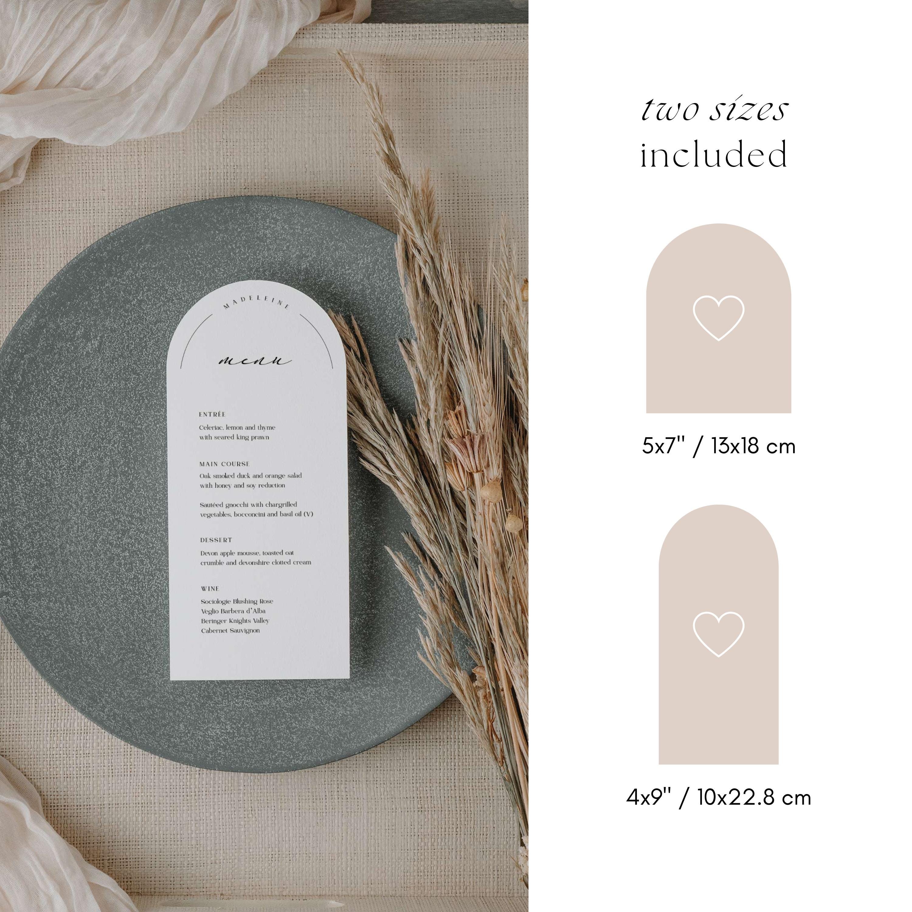 Menu Arch Printable Arch Menu Template With Guest Name, Boho Curved Wedding Menu ...