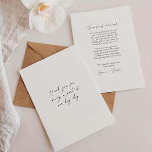 Modello minimalista per biglietti di ringraziamento per matrimonio, Biglietti di ringraziamento moderni e semplici da stampare, Carta da lettere modificabile, Download immediato