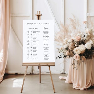 Modern Wedding Timeline Template with Icons, Printable DIY Order of Events Signage, Instant Download image 6