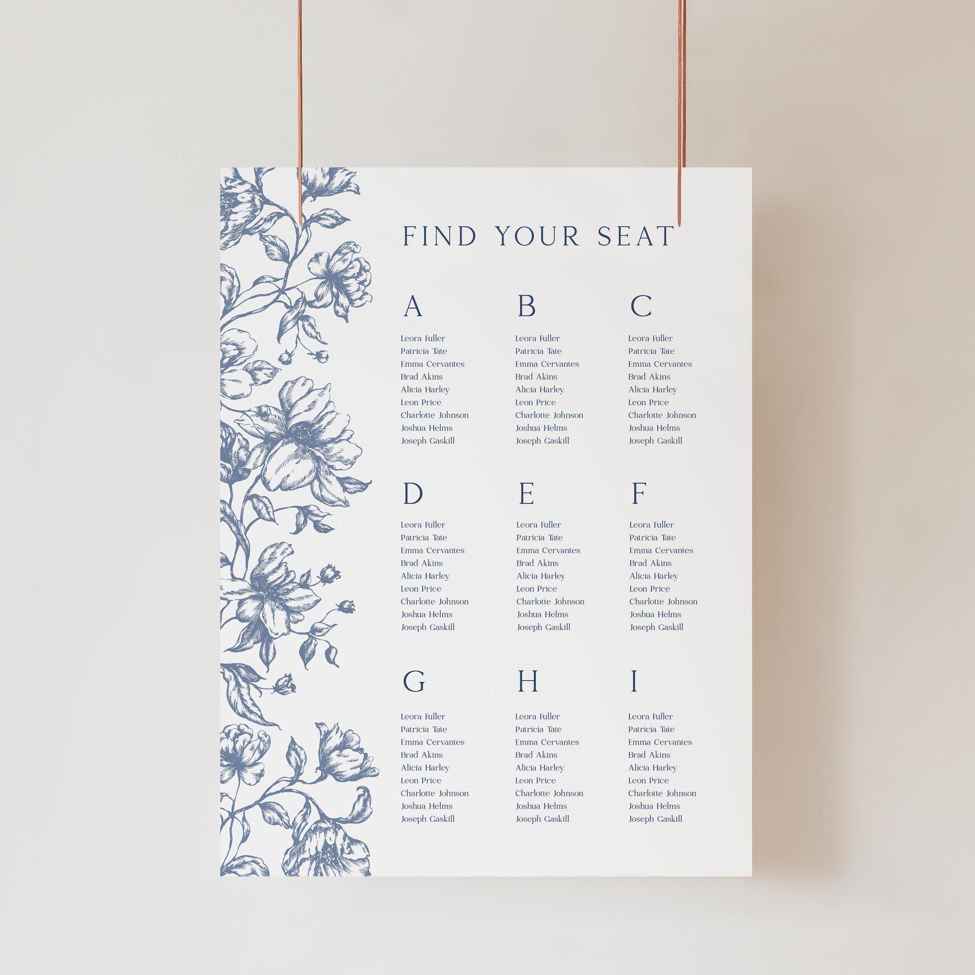 Vintage Flower Seating Chart Sign
